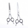 SEESEE.U Professionnel 6 Pouces Haut de Gamme Twin Tail A Style Razor Edge Hair Cutting Thinning Shears/Scissors Set for Barb