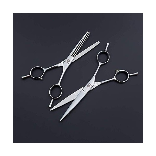 SEESEE.U Professionnel 6 Pouces Haut de Gamme Twin Tail A Style Razor Edge Hair Cutting Thinning Shears/Scissors Set for Barb