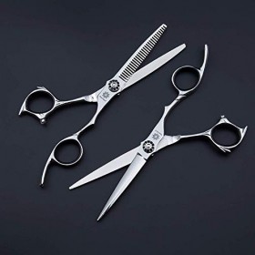 SEESEE.U 6 Pouces Professionnel Barber Ciseaux Coupe de Cheveux en Acier Inoxydable Maison Coupe Coupe éclaircissement kit de