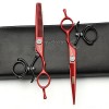 Ciseaux de coiffure en noir et rouge 6 pouces rotatifs 440C cheveux coiffés et cisailles fines scissors set 