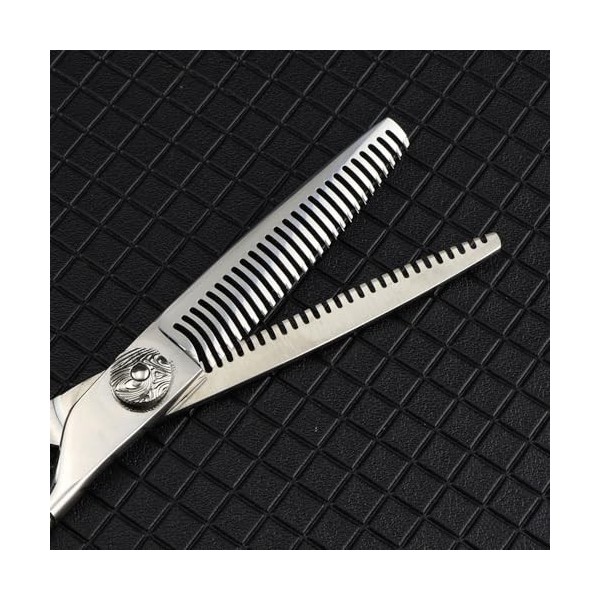 Ciseaux de coupe de cheveux, 15,2 cm professionnel japonais en acier 440C double dents 15% coupe cheveux ciseaux barbier cise