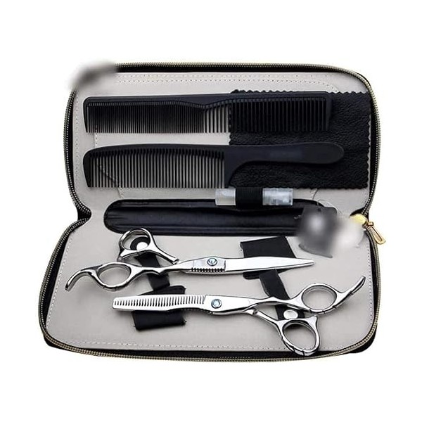 Ciseaux de coiffeur Ciseaux de coiffure professionnels 6 pouces plats + ciseaux à dents Ciseaux de coiffure Set-Argent