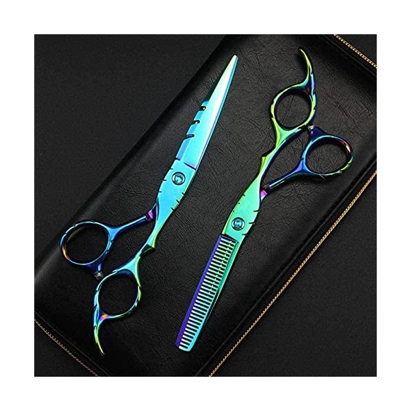 Ciseaux de coiffure professionnels japon 440c 6 pouces ciseaux de cheveux verts coupe coiffeur coupe de cheveux amincissement