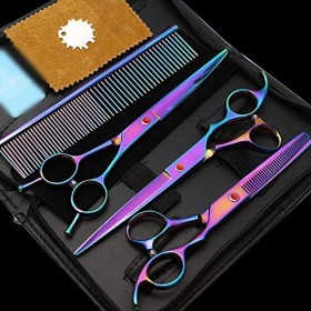 Minicocock Coloré Pet Bending Ciseaux 5 Piece, Set Haut de Gamme de Couleurs for Animaux Ciseaux de Coiffure Color : Colors 