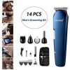 ZHLFDC 14 PCS Grooming hommes Kit électrique Tondeuse rasoir Nez Trimmer All-in-One Soins personnels Styling visage série hom