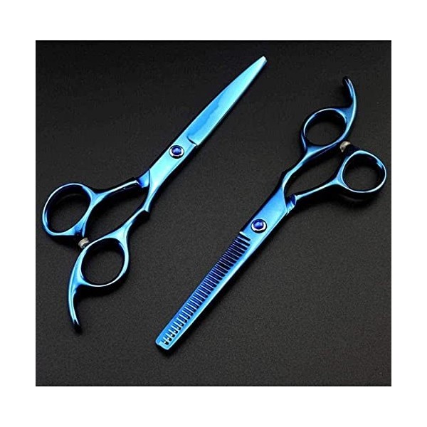 Ciseaux de coiffeur nouveau professionnel 6.0 pouces ciseaux de coupe bleus amincissants ciseaux de coupe de cheveux ciseaux 