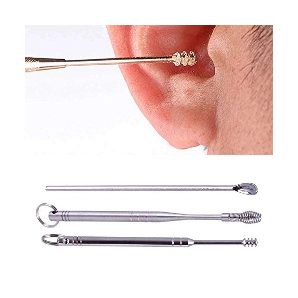 CCJW 3pcs / Set Acier Inoxydable Oreille Choix de Cire dissolvant nettoyant Oreille cueille cuillère cuillère Oreille oreille