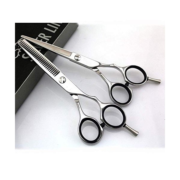 GaoF Ensemble de Coiffure Professionnel pour Coiffeur de 6 Pouces, Ensemble de Combinaison de Ciseaux Plats + Ciseaux à Dents