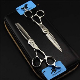 Ciseaux de Coupe de Cheveux Set - 6.0" Ciseaux de Coiffure Ciseaux Dilution Toilettage Styling Haut de Gamme Motif Kit - Prof