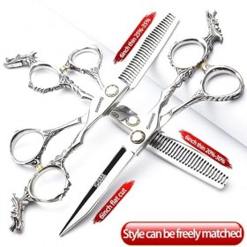 Lot de 3 paires de ciseaux de coiffure professionnels tranchants en argent 440 C de 15,2 cm de diamètre