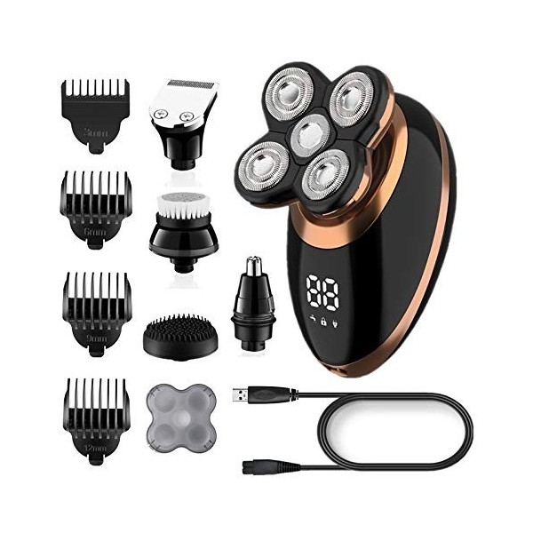 BECCYYLY Rasoir électrique Sec Rasoir électrique pour Hommes Barbe Tondeuse à Cheveux Rasoir électrique Rechargeable Chauve M