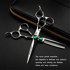 HIJIN Couper Les Cheveux Ciseaux Set, 440C Inoxydable Professional Barber Cisailles Kit, Salon De Coiffure, Travailleurs, Bar
