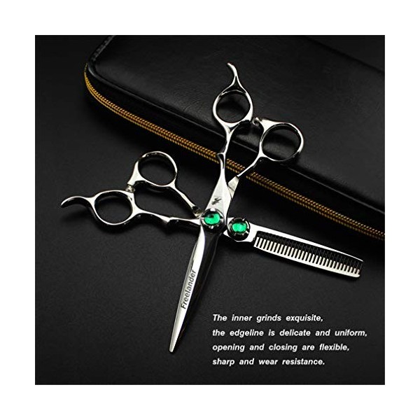 HIJIN Couper Les Cheveux Ciseaux Set, 440C Inoxydable Professional Barber Cisailles Kit, Salon De Coiffure, Travailleurs, Bar