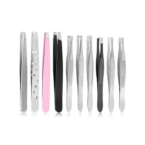 VANGLI Tweezers Pince à sourcils en acier inoxydable 10 pièces pince à cheveux professionnelle pince à sourcils multi-fonctio