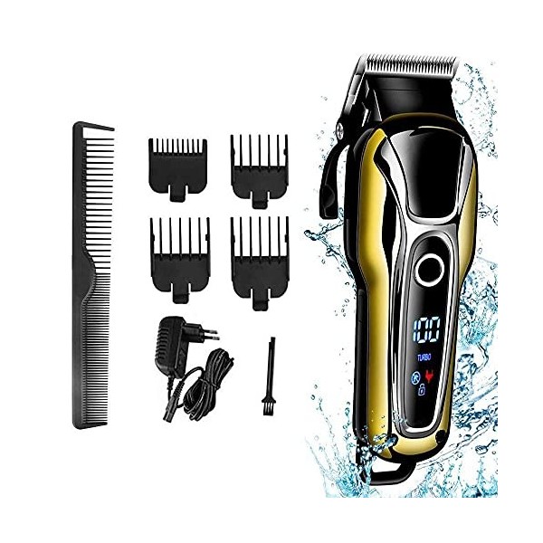 QZH Tondeuse à Barbe Tondeuse à Cheveux, Tondeuse à Cheveux Rechargeable pour Hommes Tondeuses sans Fil Professionnelles Kit 