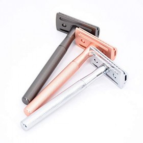 WILLEER Rasoirs à double tranchant pour homme ou femme avec poignée en cuivre massif et boîte cadeau doré 