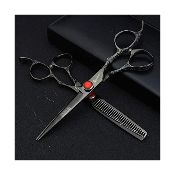 Hairstylist Noir Professionnel Ciseaux de Coiffure Haut de Gamme 6,0 Pouces Set Barber Coupe Dilution Cisailles Bouton de r