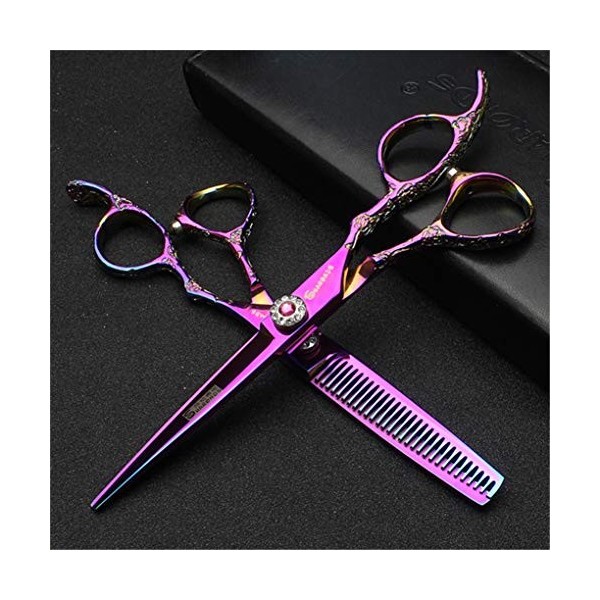 Ciseaux de Coiffure Professionnel Coiffeur Haut de Gamme 6,0 Pouces Set Barber Coupe Dilution Cisailles Bouton de réglage F