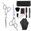 10 pièces Kit de ciseaux de coiffure professionnels ciseaux de coupe de cheveux ciseaux de cheveux peigne à queue Cape de che