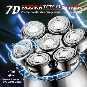 Rasoir Electriques Hommes, 6 in 1 Rasoirs à Têtes Rotatives, 7D Tondeuse Cheveux Hommes, Rasoir Electriques avec base de char
