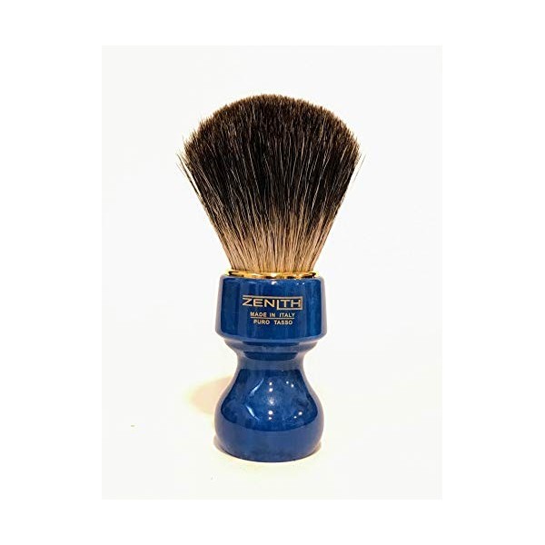 Zenith Blaireau de rasage Barber avec poils de blaireau 100 % authentiques - Dark Badger - Fabriqué en Italie