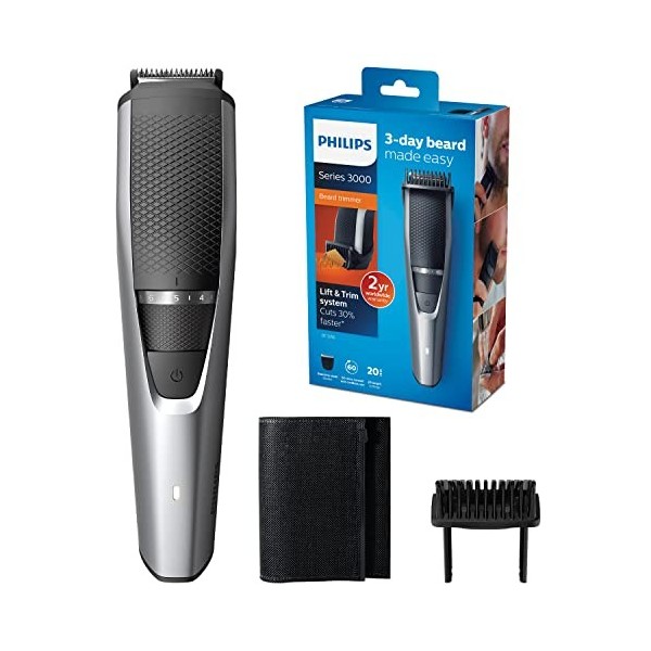 Philips Tondeuse pour barbe Série 3000, 20 longueurs de barbe - Pour une barbe de 3 jours impeccable