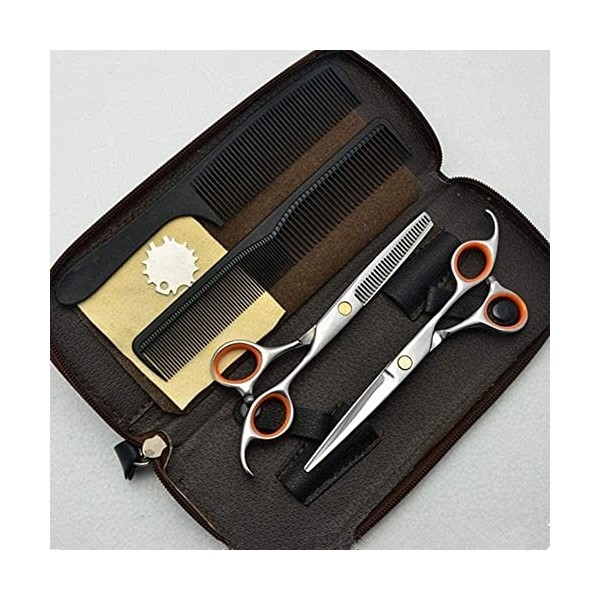 Ciseaux De Coiffeur Ciseaux De Coiffure Professionnels Et Ciseaux Amincissants Ensemble Argent Dents De Bois De Cerf De 6 Pou