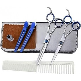 Ciseaux de coiffeur famille enfants 6 pouces minces ciseaux de coiffure ensemble plat + ciseaux à dents ciseaux de coiffure e