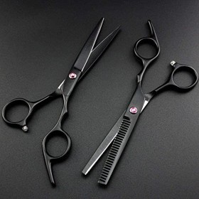 Ciseaux de coiffure professionnels 6 pouces ciseaux de cheveux coupés noirs ensemble coupe ciseaux de coupe de cheveux ciseau