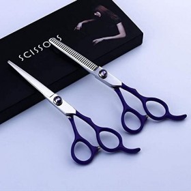 Ensemble de ciseaux de coiffure, ciseaux amincissants de poche, diamant bleu, vis dorée 14 Cm 15.2 Cm-6.0_"Salon de barbier o