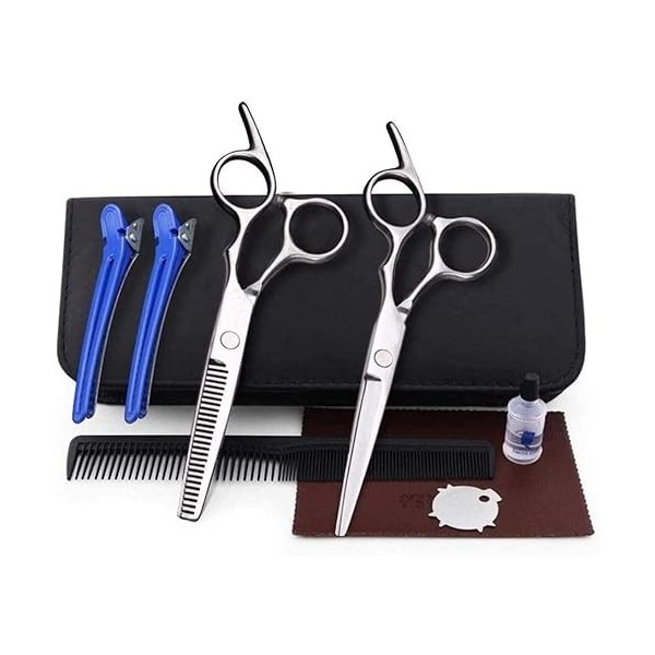 Ciseaux de barbier 6,0 pouces ciseaux de coiffure Salon de coiffure famille ciseaux ensemble plat + dents ciseaux ensemble co