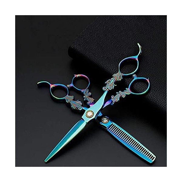 Kit de ciseaux de coupe de cheveux 6,0 pouces couleur créativité personnalité professionnelle texture fine en acier inoxydabl