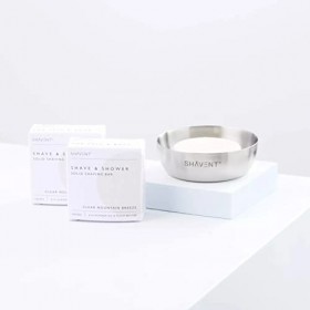 SHAVENT Set bol à raser + 2 x SHAVE & SHOWER Solid Shaving Bar Coffret cadeau Savon à raser sans savon ni creuset