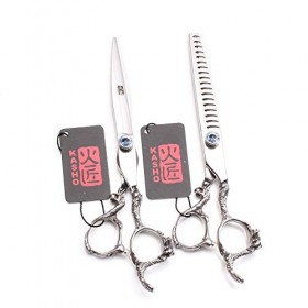 Ciseaux professionnels, 6,0 pouces Ciseaux de coiffure professionnels Ensemble de ciseaux de coiffeur en acier japonais 440C 