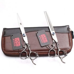 Ciseaux professionnels, 6,0 pouces Ciseaux de coiffure professionnels Ensemble de ciseaux de coiffeur en acier japonais 440C 