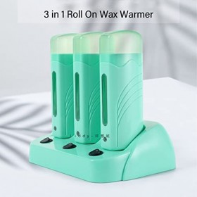 Chauffe-Cire à Roulettes avec Base Chauffante, Chauffe-Cire Dépilatoire Portable à Triple Cartouche pour épilation Femmes Hom