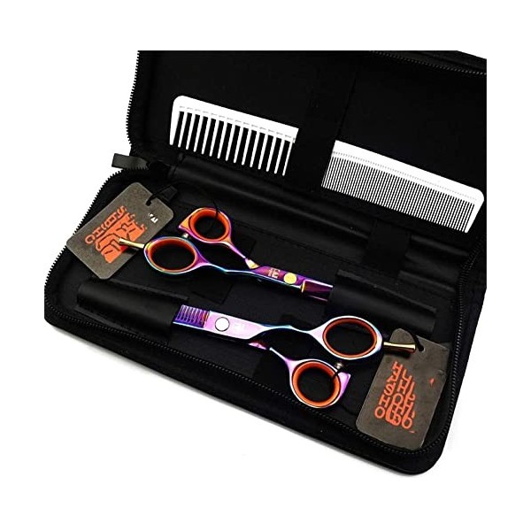 Ciseaux de coiffure Coupe de cheveux Super Sharp 5,5 pouces Kit doutils Ensemble de ciseaux de coiffeur professionnel mince 