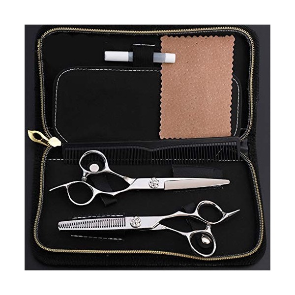 Coupe Coiffure Cheveux Ciseaux Set Professional 6.0 Pouces 440C Anti-Dérapant Résistant À lusure des Dents Barbershop Plat C