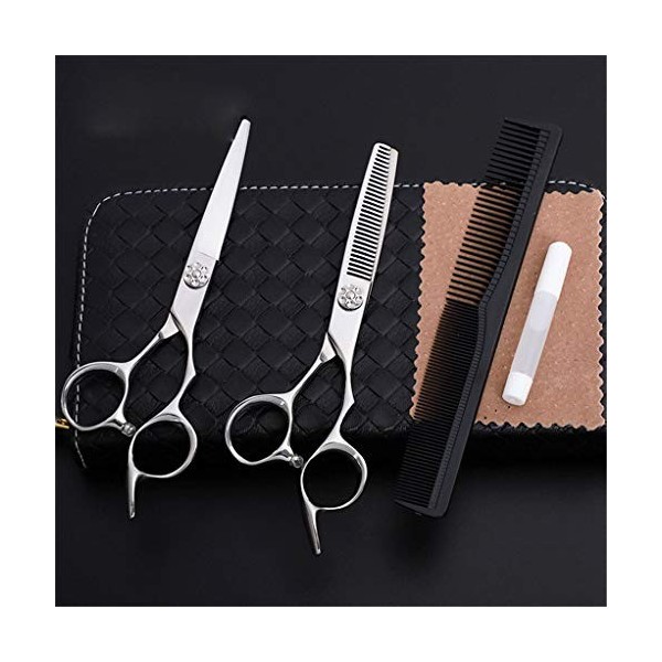 Coupe Coiffure Cheveux Ciseaux Set Professional 6.0 Pouces 440C Anti-Dérapant Résistant À lusure des Dents Barbershop Plat C