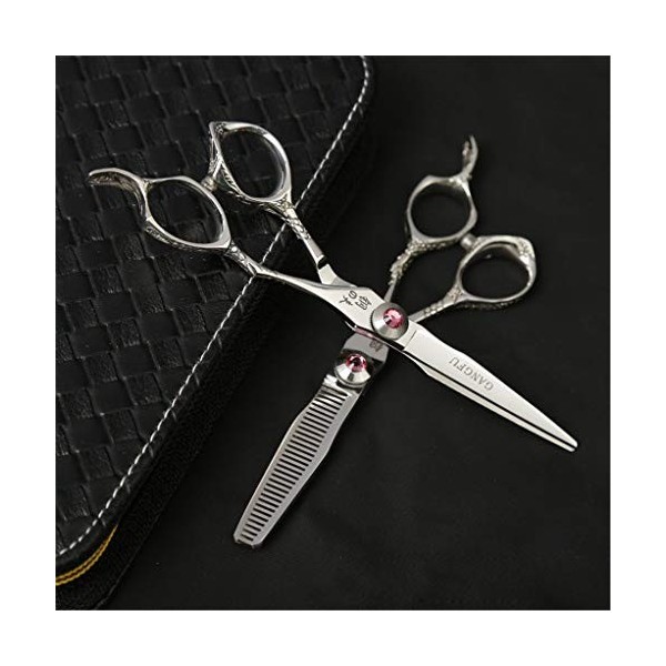 Professionnel Japon 440C Argent Coiffure Ciseaux De Coiffure Set 6.0 Pouces Salon De Coiffure Ou À La Maison Utilisez Droites