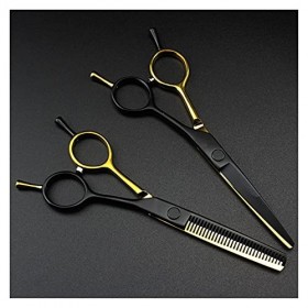Ciseaux de coupe de cheveux 5,5 pouces or et noir ciseaux de coiffure coupe de cheveux amincissement ciseaux de coupe de chev