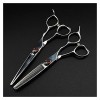 NC Ciseaux de Coupe de Cheveux Amincissants de crâne Rouge de 6 Pouces, Ciseaux de Coupe de Dents, Outils de Coiffeur Ensemb