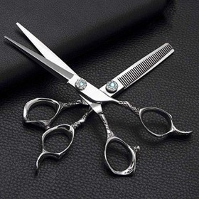 GaoF Ciseaux de Coiffure de 6 Pouces, Cisaillement Plat en Acier Inoxydable + Ciseaux à Dents, Ensemble doutils de Ciseaux d