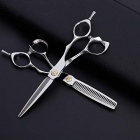 GaoF Ensemble de Ciseaux de Coiffure Plat + à Dents pour Coiffeur de 6 Pouces, Ensemble de Ciseaux de Coiffure à poignée Obli
