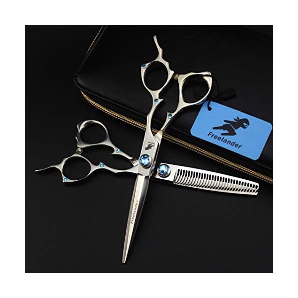 Professional 6.0 Pouces Argent Ciseaux de Coiffure + Diluant Dents Coupe de Cheveux Ciseaux 440C Set Haut de Gamme Barber Sal