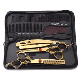 Tondeuses à cheveux pour hommes, ensemble doutils de coiffure dorés de 6,0 pouces, ciseaux, ciseaux de barbier, ciseaux plat