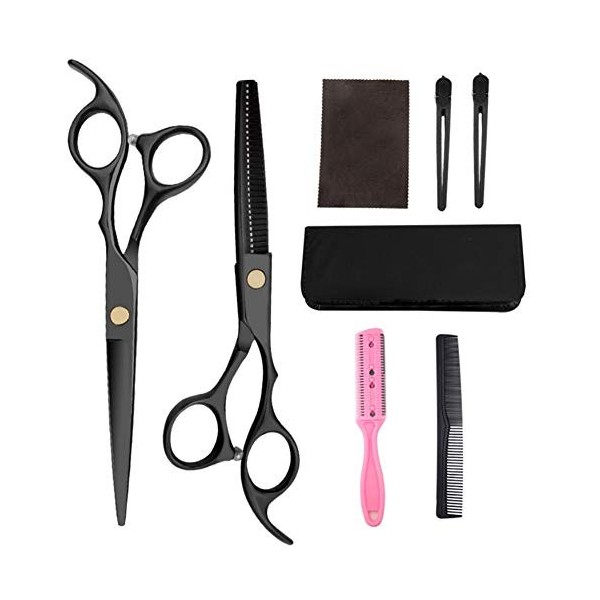 Ciseaux à cheveux 8 pièces Kit de ciseaux de coiffure professionnels ciseaux de coupe de cheveux brosse à cheveux pince à che