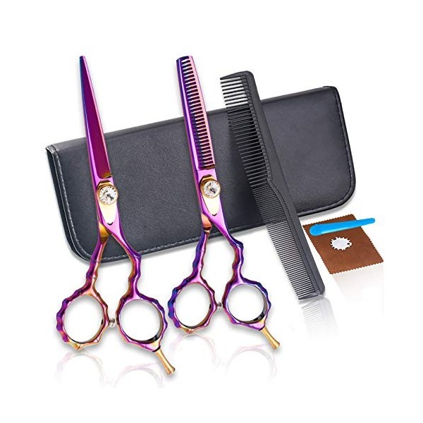 Kit de ciseaux de coupe de cheveux 5,5 pouces Violet Ciseaux de coupe de cheveux plats Ciseaux de coupe de cheveux, Ciseaux d