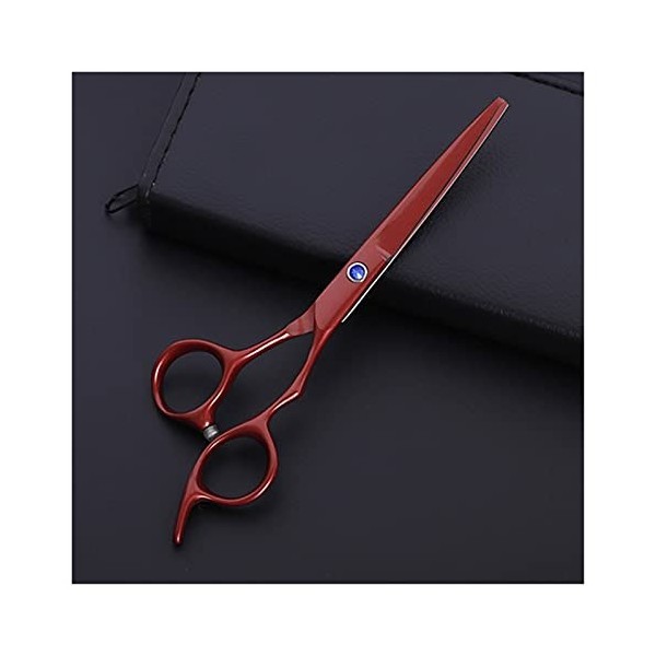Ciseaux de coiffure rouge vin de 6 pouces, coupe de cheveux, ciseaux de maquillage pour coiffeur couleur: coupe amincissem