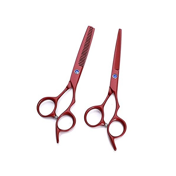 Ciseaux de coiffure rouge vin de 6 pouces, coupe de cheveux, ciseaux de maquillage pour coiffeur couleur: coupe amincissem